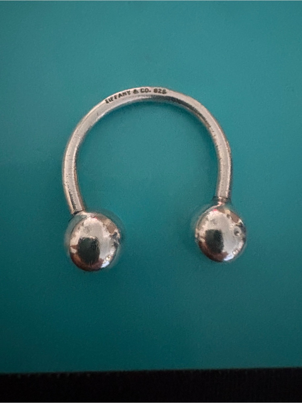 Tiffany & Co. Sterling Silver Open Ball Key Ring- Silver Y2K